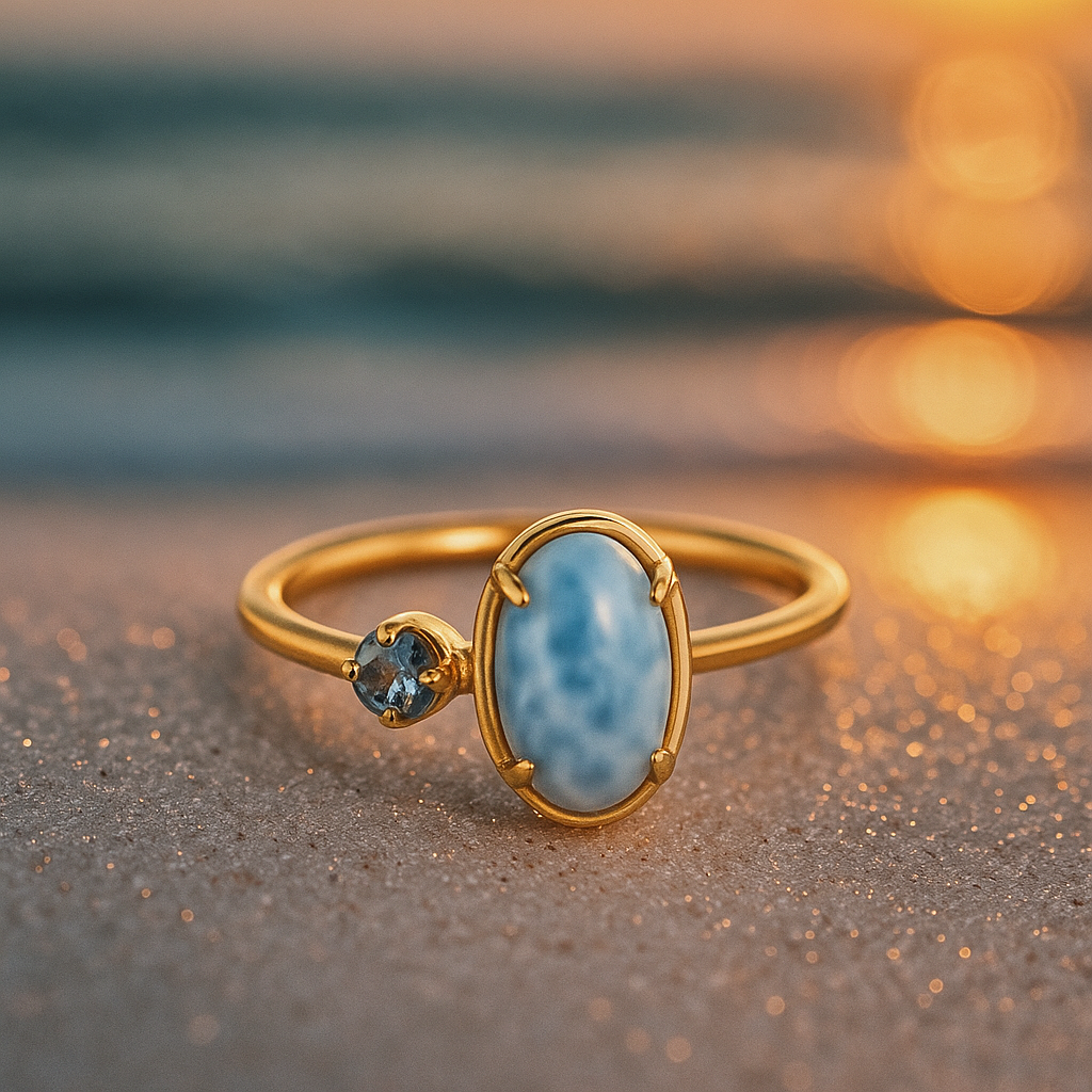 Celeste Wave β 925 Silver Ring Adorned with Topaz