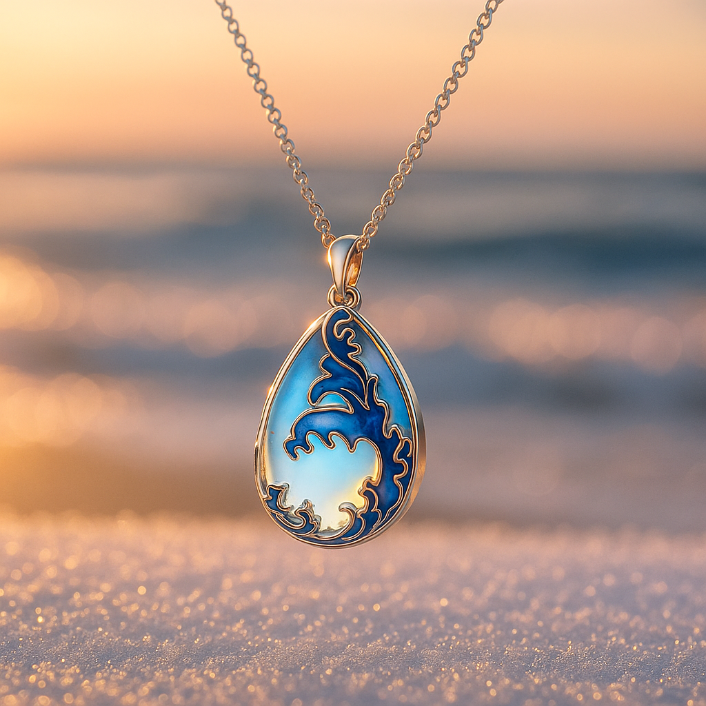 Goccia d’Onda – Marine-Themed Enamel Pendant Necklace