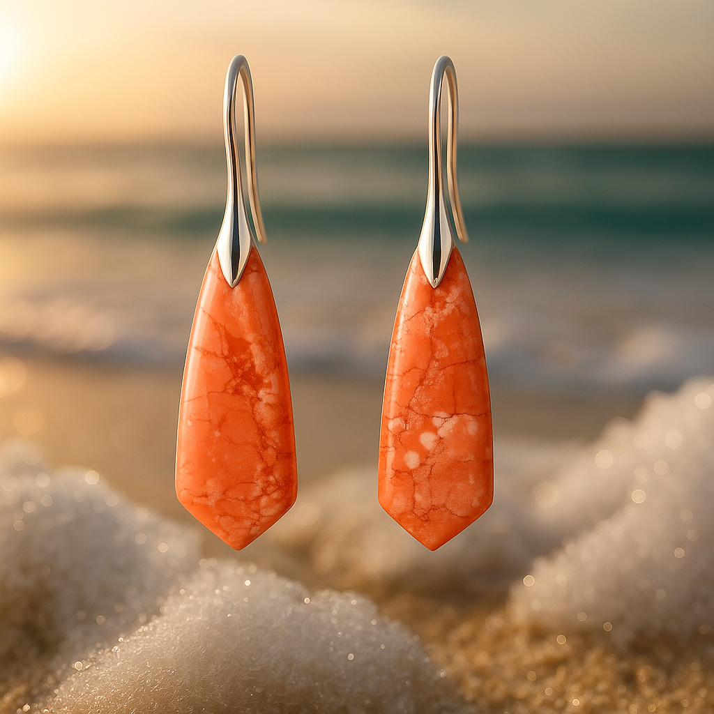 Coralia – Vibrant Coral Earrings