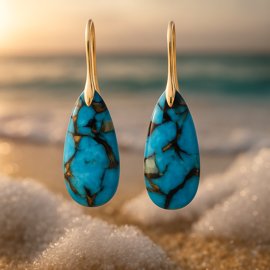 Tiralea – Bold Turquoise Statement Earrings