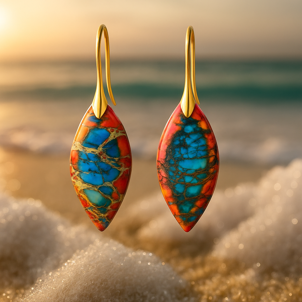 Elaria – Turquoise and Red Coral Earrings