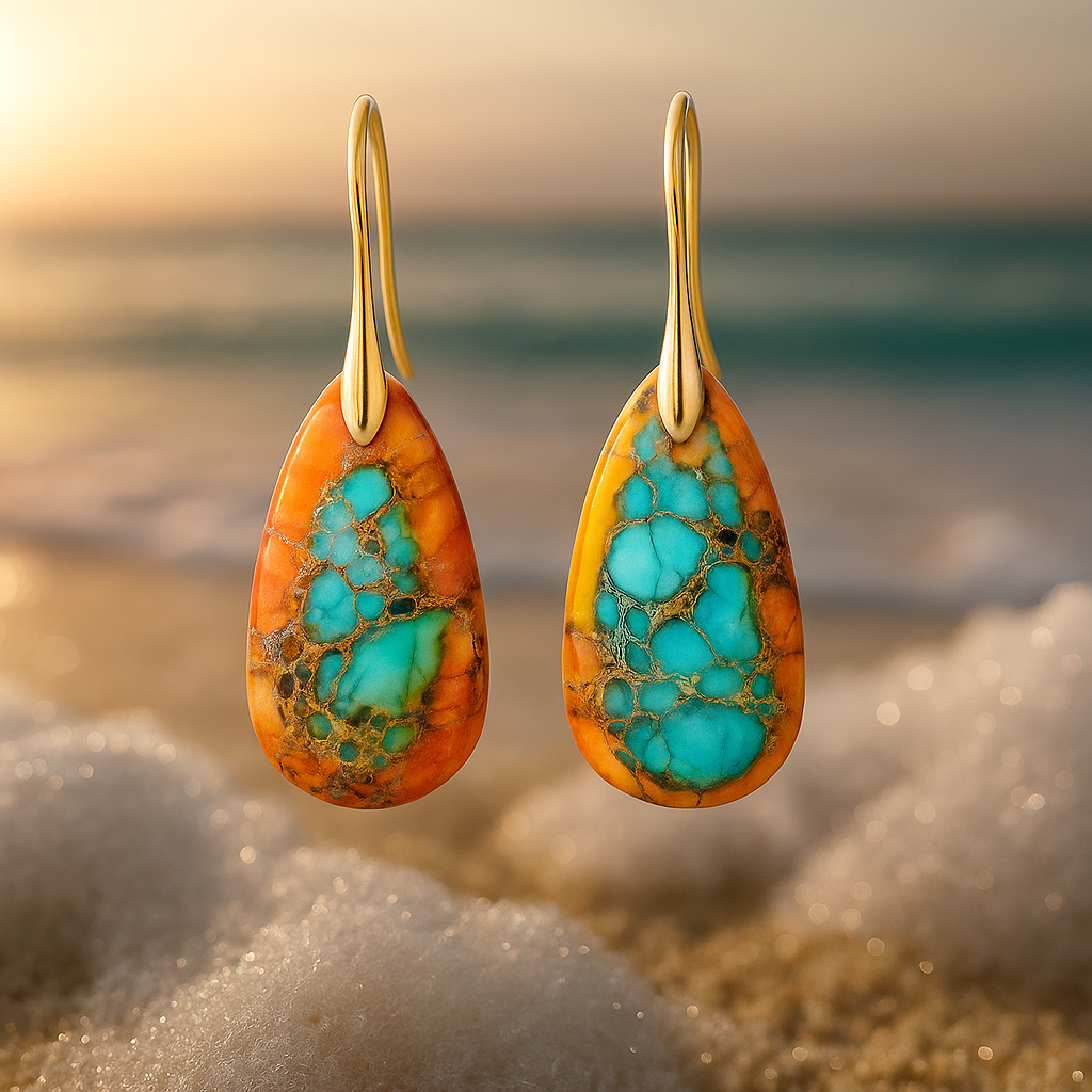 Solenea Turquoise Flame Drop Earrings