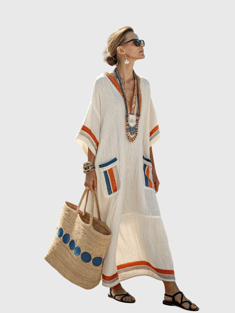 Celeste - Dreamy Kaftan Robe with Aegean Accents