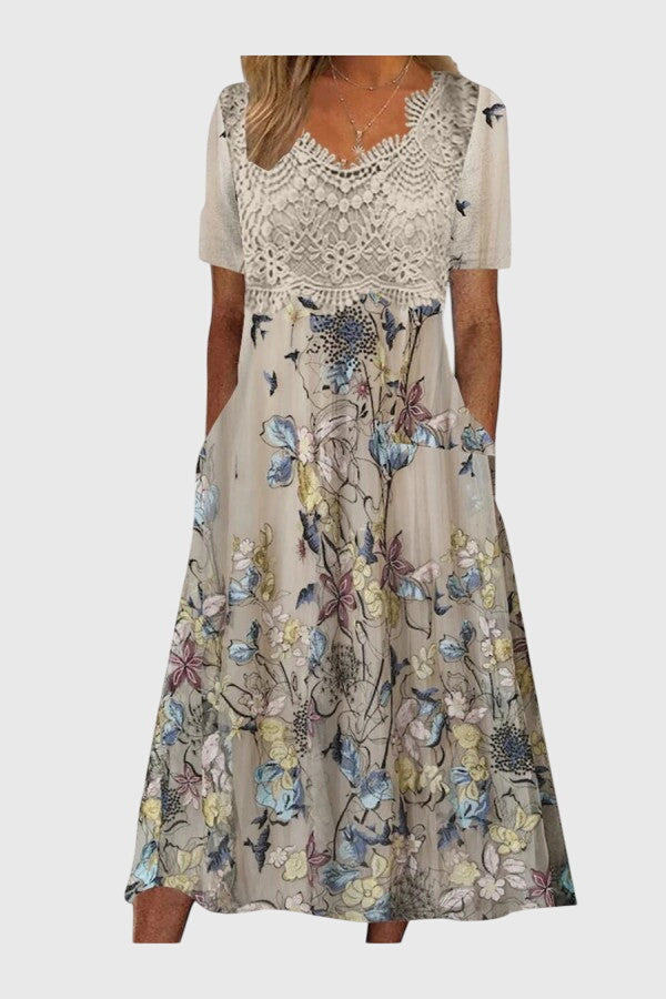 Angela – Lace-Embellished Midi Dress