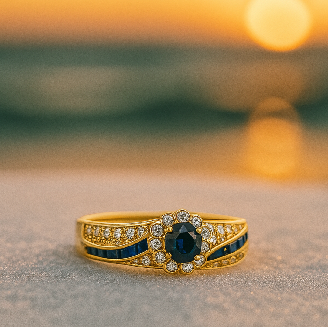 Fior di Mare β Zirconia and Blue Crystal Plated Ring