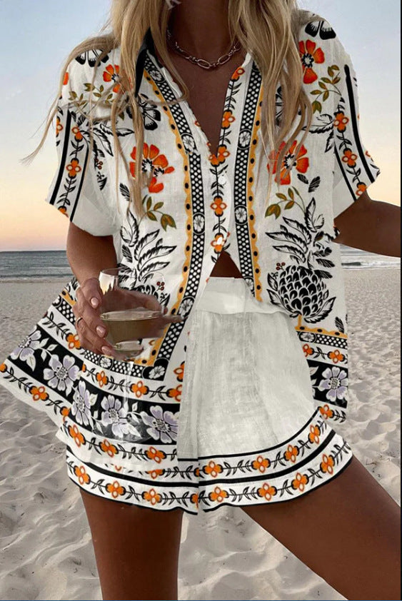 Irella™ | Floral Print Short Linen Dress
