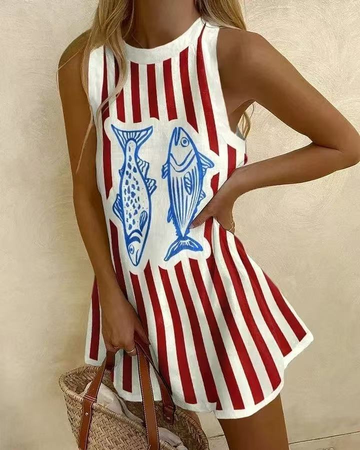 Delara™ | Fish Motif Mini Dress