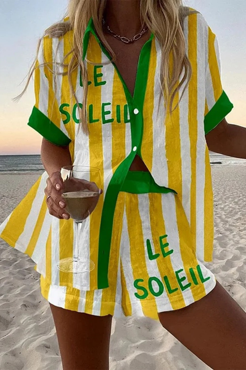 Halora™ | Striped Yellow Linen Set