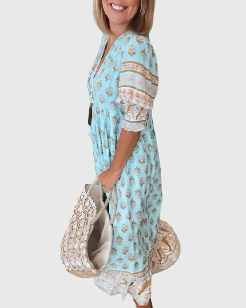 Bridget - V-Neck Printed Dress