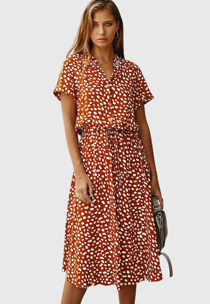 Amber | V-Neck Printed Dress