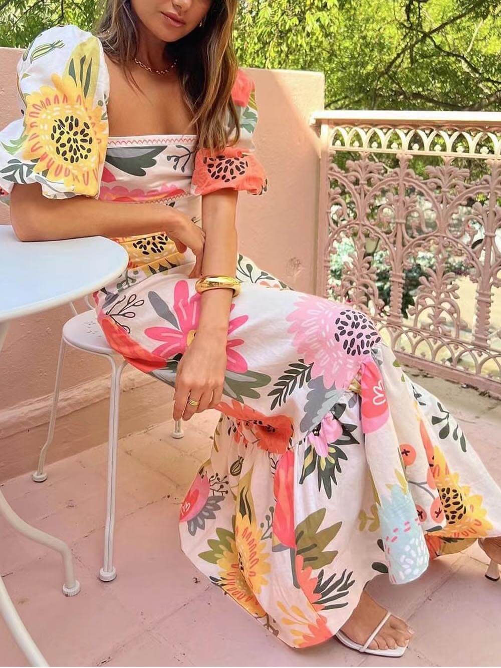 Frieda | Puff Sleeve Maxi Dress