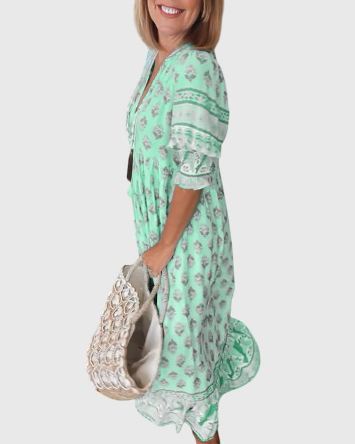 Bridget - V-Neck Printed Dress