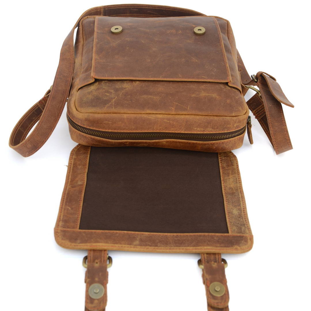 Retro Brown Leather Crossbody Bag