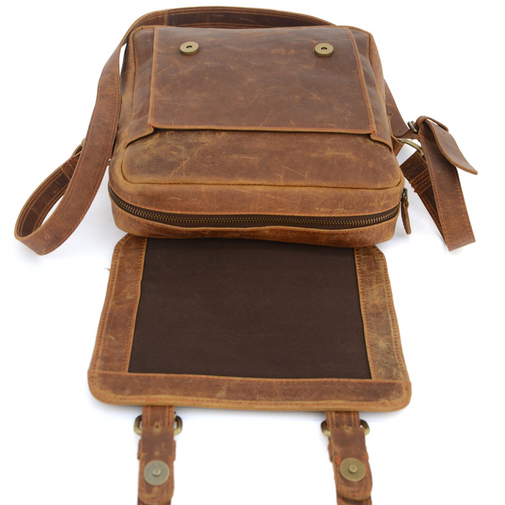 Retro Brown Leather Crossbody Bag