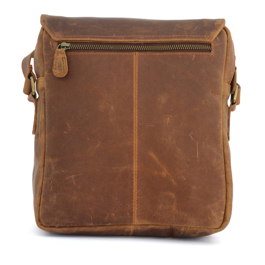Retro Brown Leather Crossbody Bag