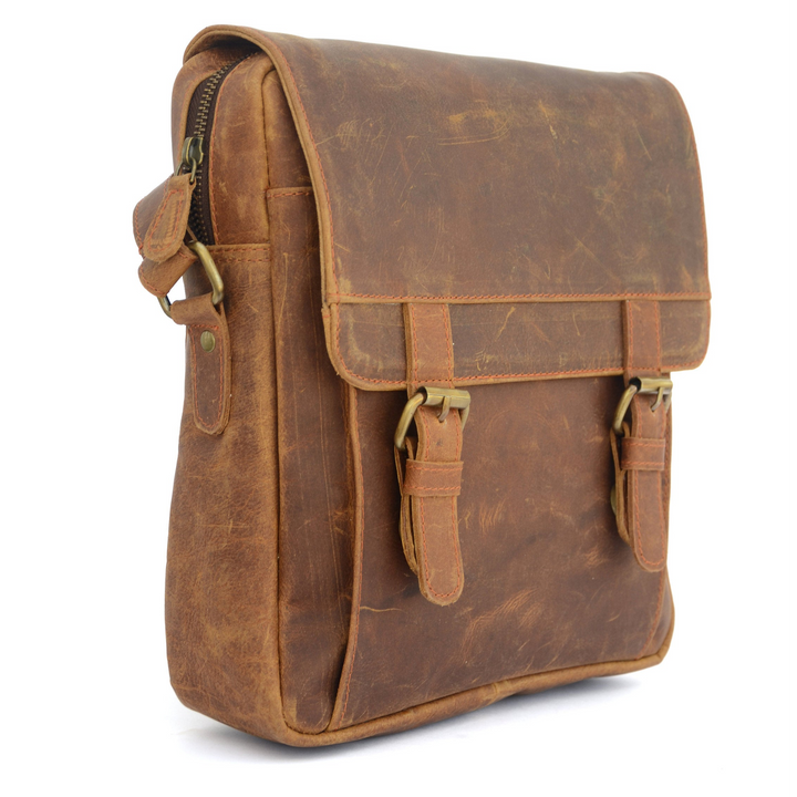 Retro Brown Leather Crossbody Bag