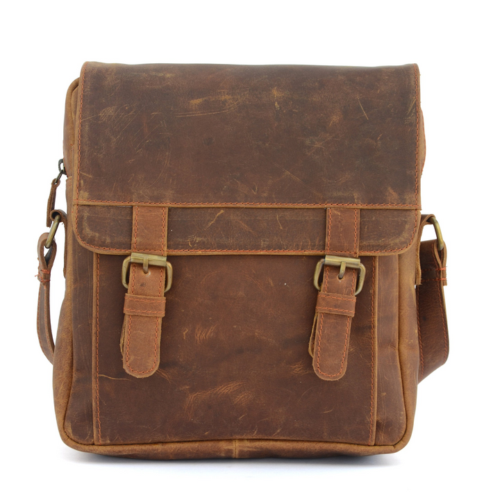 Retro Brown Leather Crossbody Bag