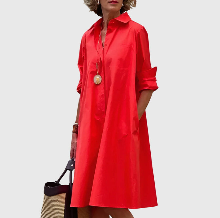 Carole - Women's Midi Dress with a Flowing Silhouette and Unmatched Comfort