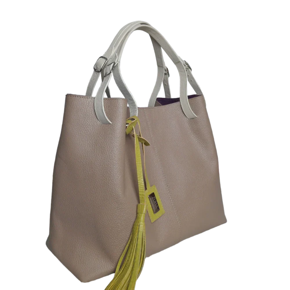 Adelle Taupe Leather Handbag for Women