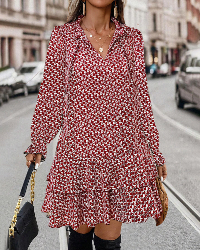 LAVINIA I LONG-SLEEVED PRINTED DRESS