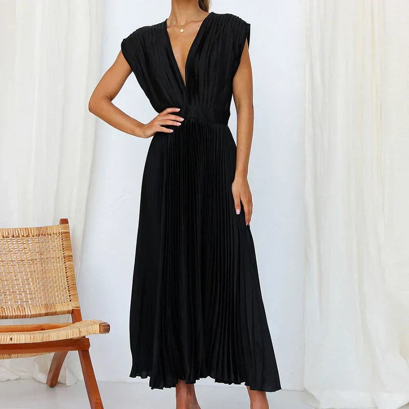 Adela™ | Chic Pleated Maxi Gown