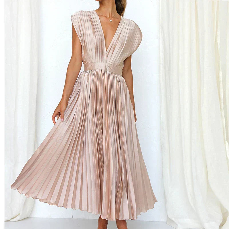 Adela™ | Chic Pleated Maxi Gown