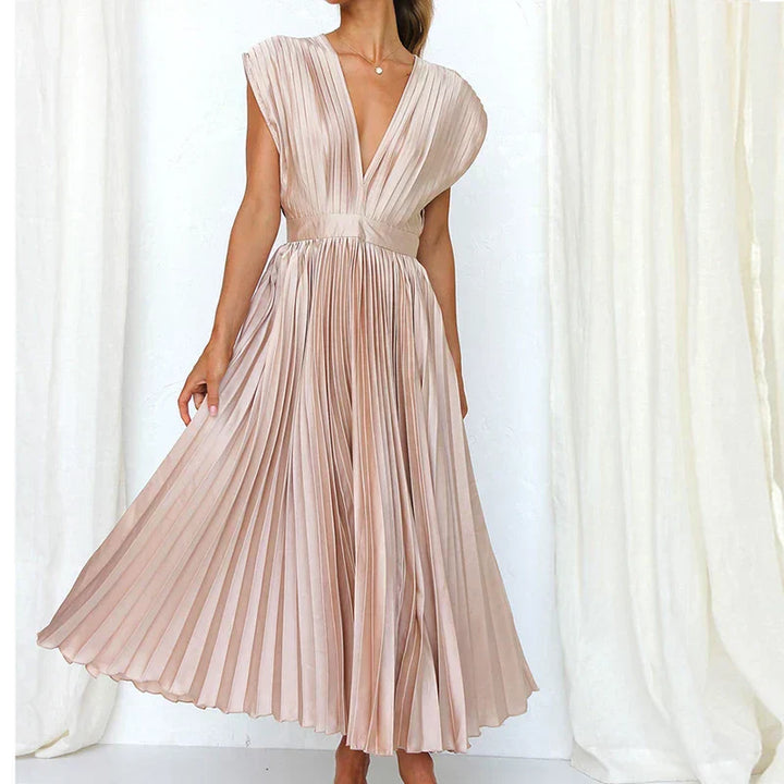 Adela™ | Chic Pleated Maxi Gown