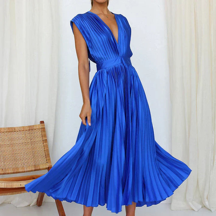 Adela™ | Chic Pleated Maxi Gown