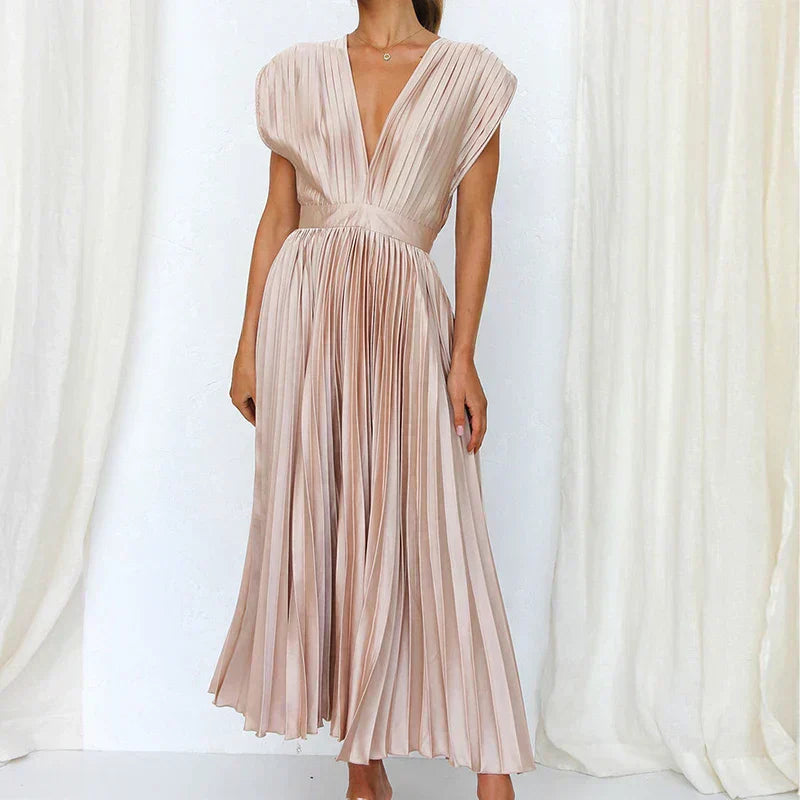 Adela™ | Chic Pleated Maxi Gown