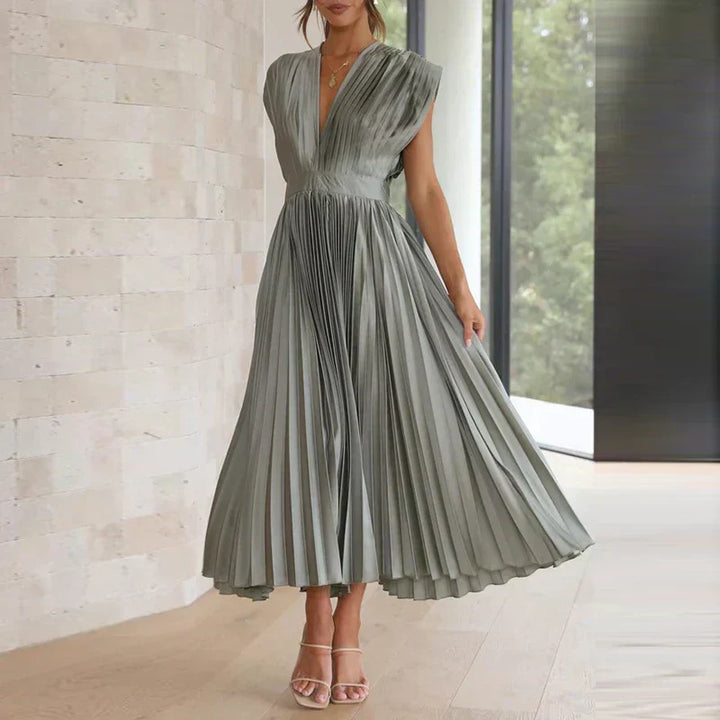 Adela™ | Chic Pleated Maxi Gown