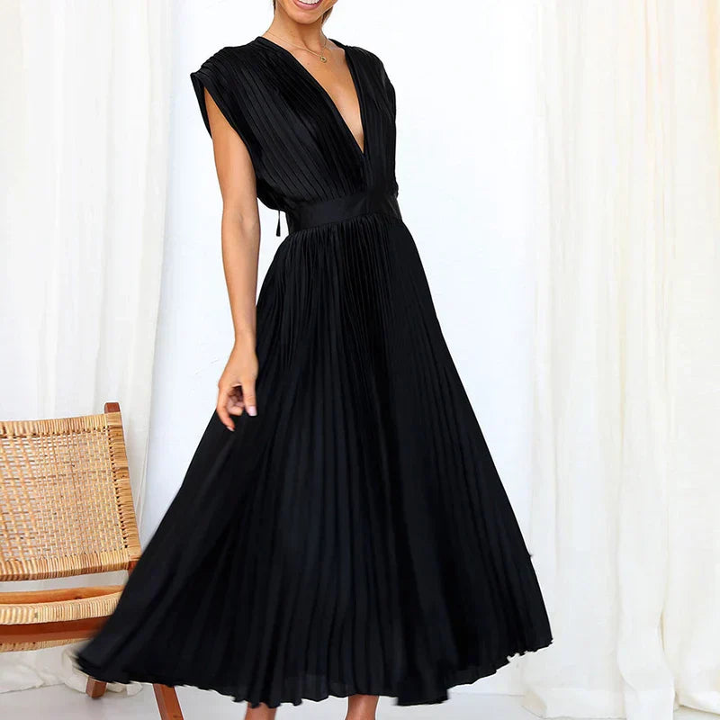 Adela™ | Chic Pleated Maxi Gown