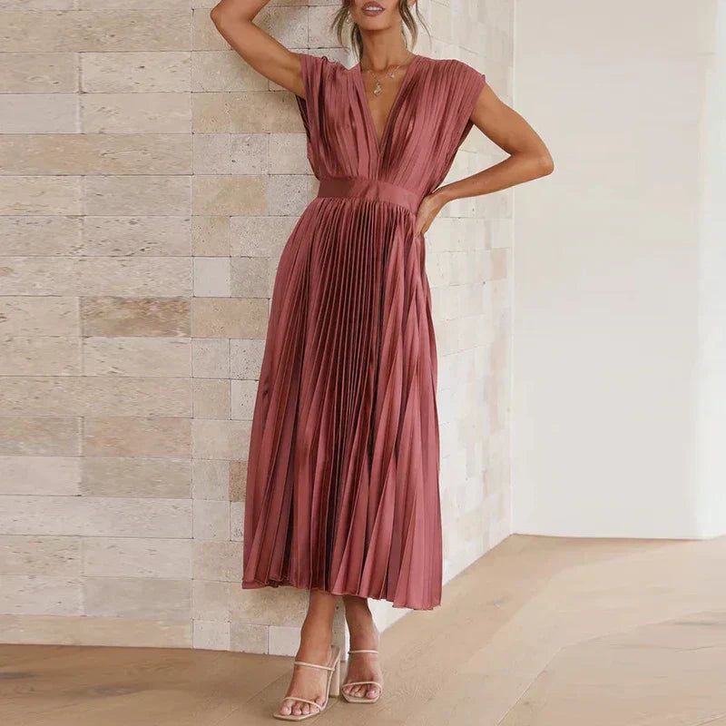 Adela™ | Chic Pleated Maxi Gown