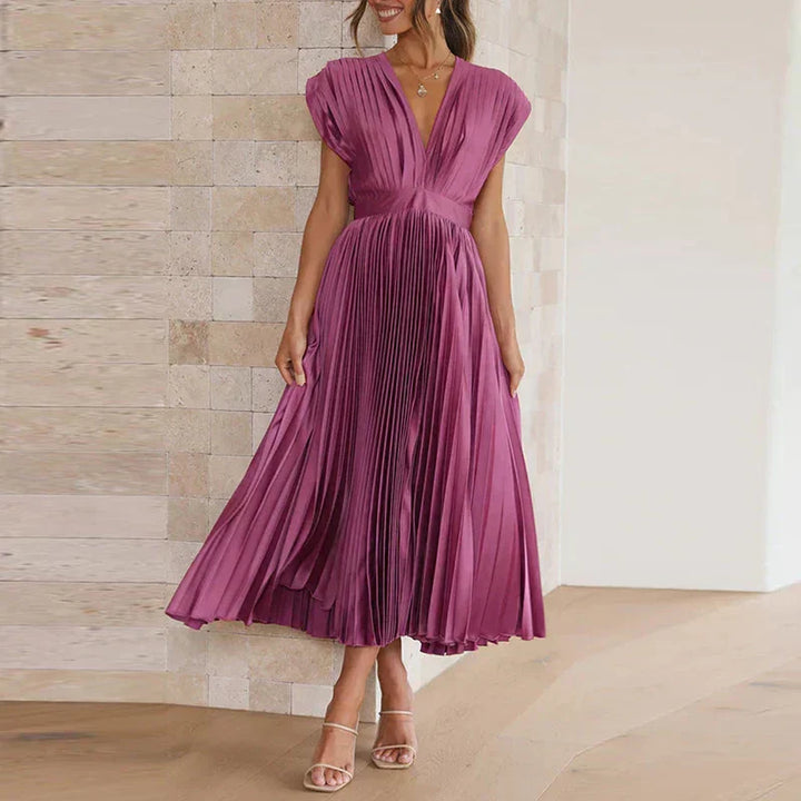 Adela™ | Chic Pleated Maxi Gown