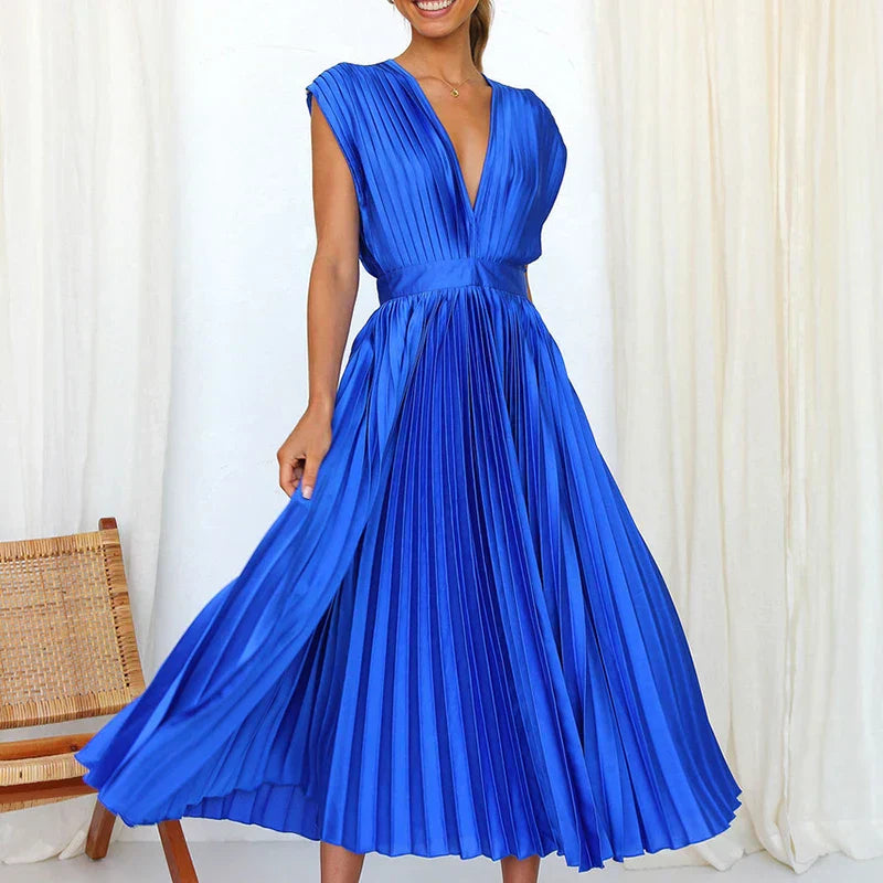 Adela™ | Chic Pleated Maxi Gown