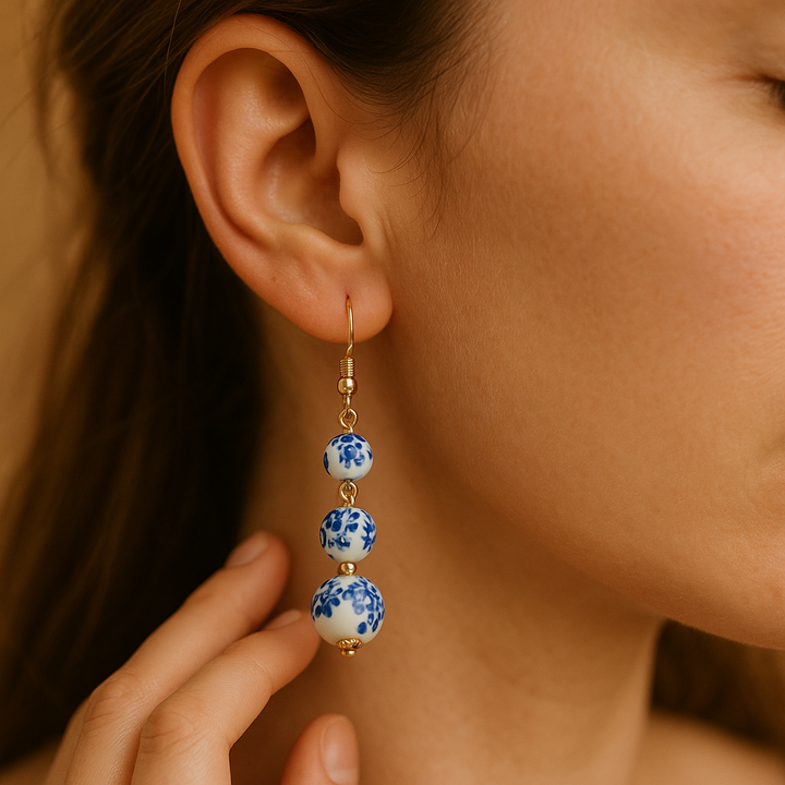 Nixie | Blue & White Dangle Earrings