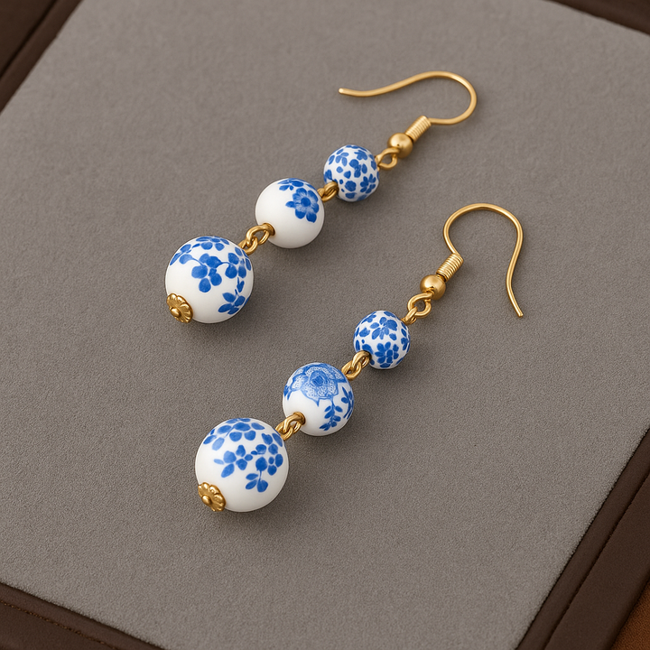 Nixie | Blue & White Dangle Earrings