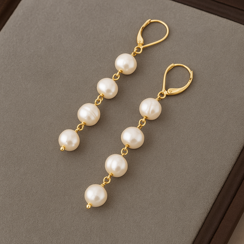 Shell-Inspired Pearl Pendant Earrings
