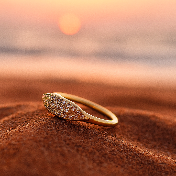Aella | Elegant Gold Ring Adorned with Multiple Zirconia