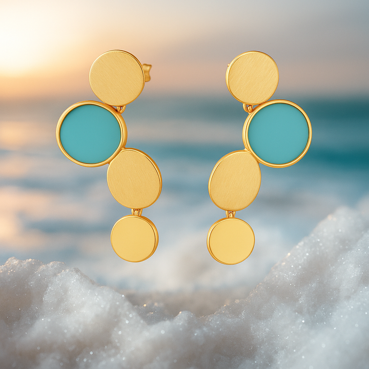 Oceane | Gold Earrings Featuring Turquoise Accents