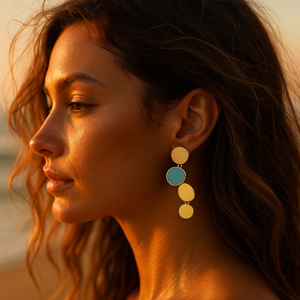 Oceane | Gold Earrings Featuring Turquoise Accents
