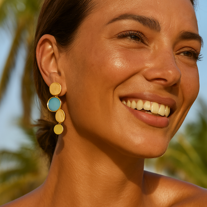 Oceane | Gold Earrings Featuring Turquoise Accents