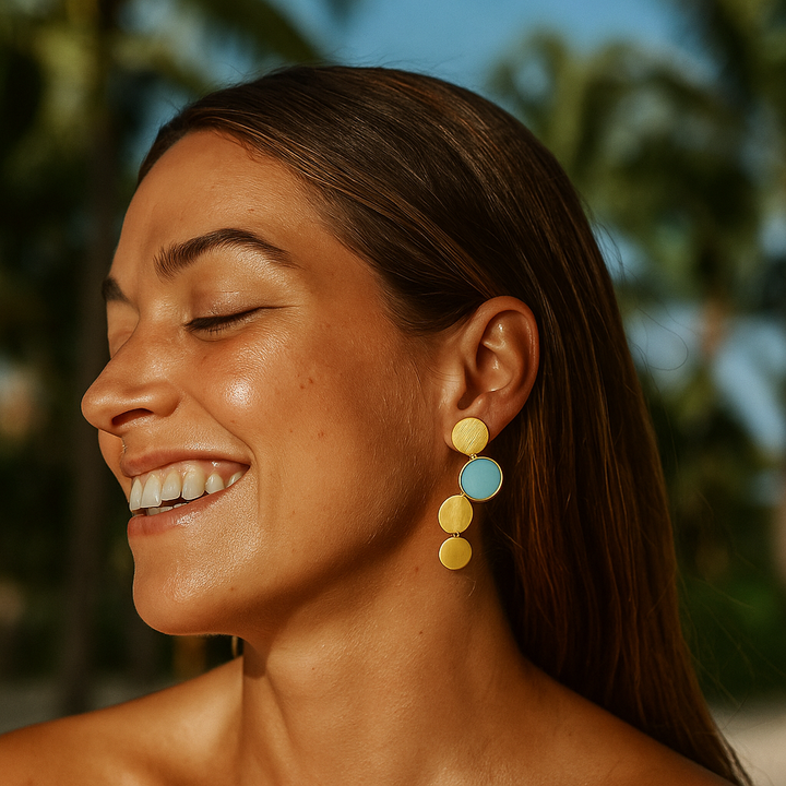 Oceane | Gold Earrings Featuring Turquoise Accents