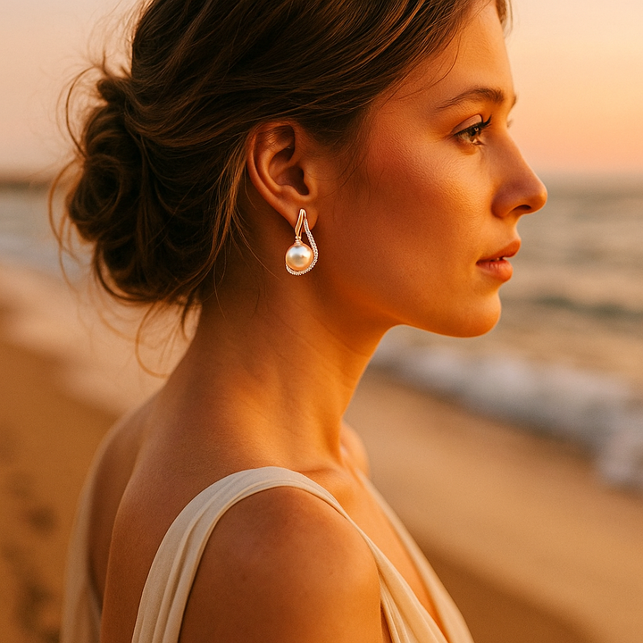 Lorelei | Pearl-Embellished Button Earrings