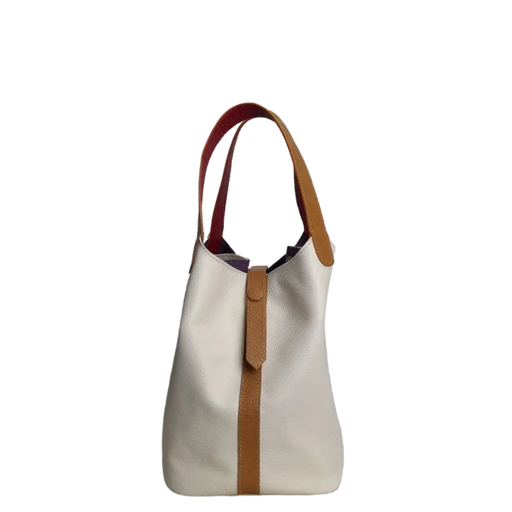 Eva Zebra Leather Women's Bag in Talc