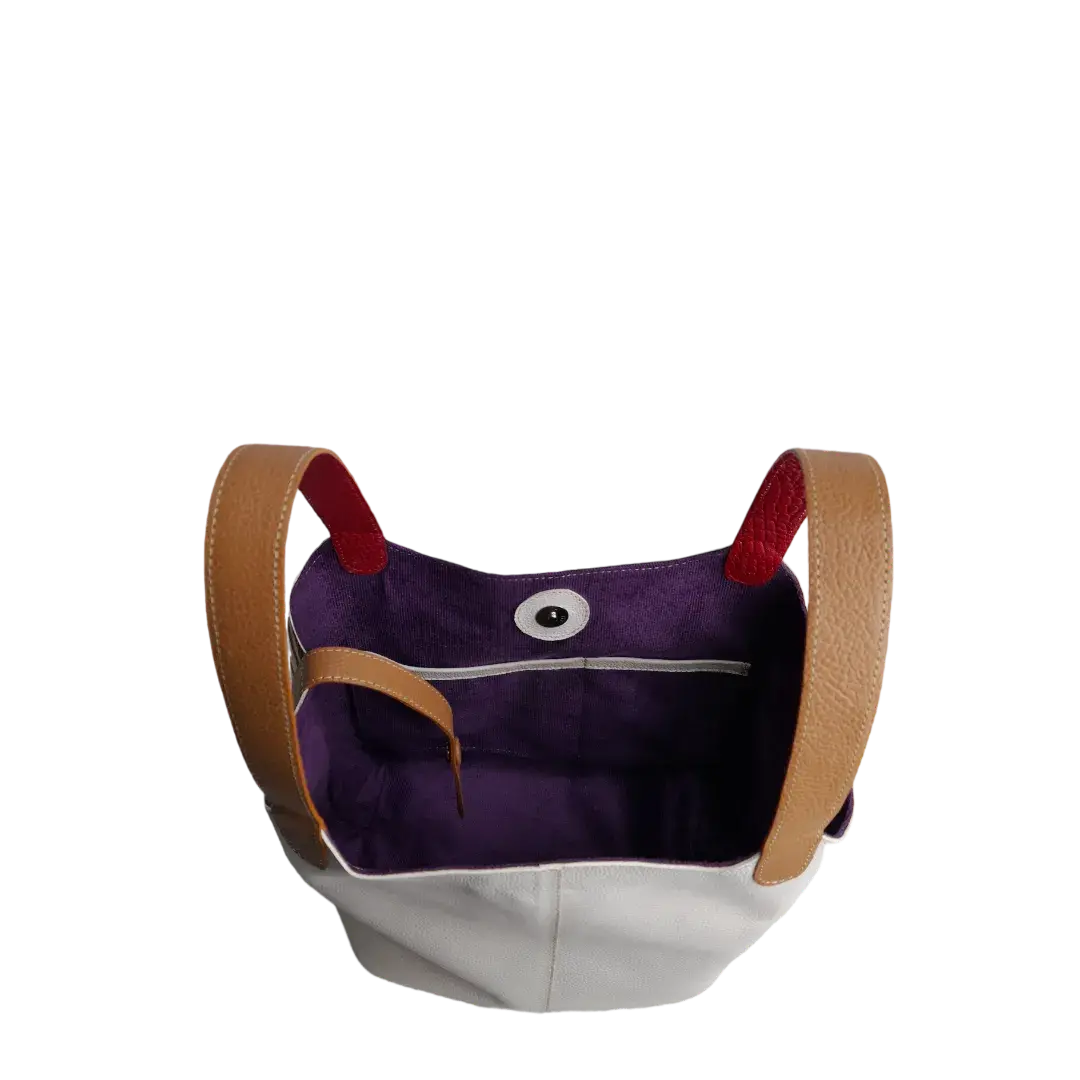 Eva Zebra Leather Women's Bag in Talc