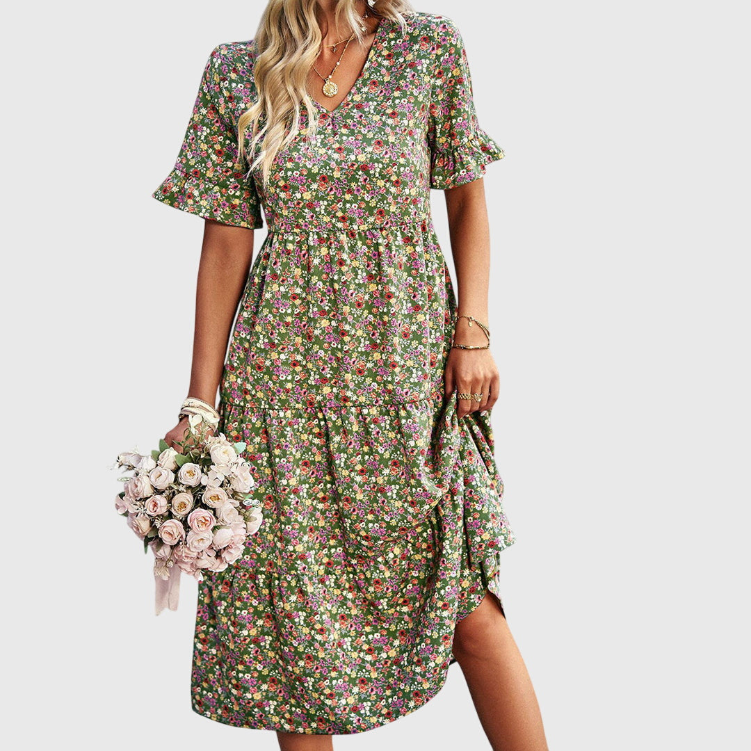 Carol - Floral Midi Dress for Summer