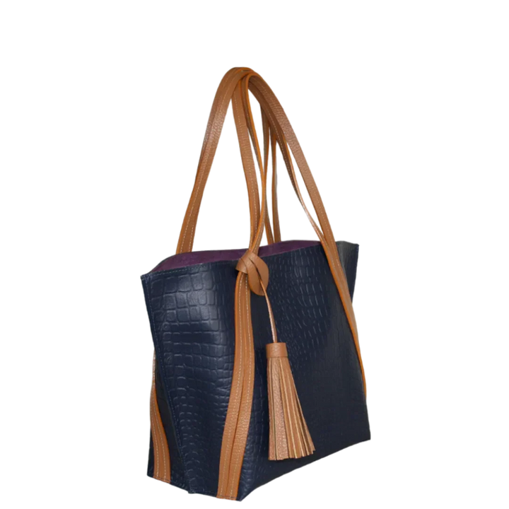 Eleonora Dark Blue Reptile Leather Handbag for Women