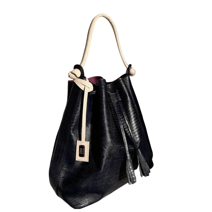 Jade Reptil Women's Black Leather Handbag