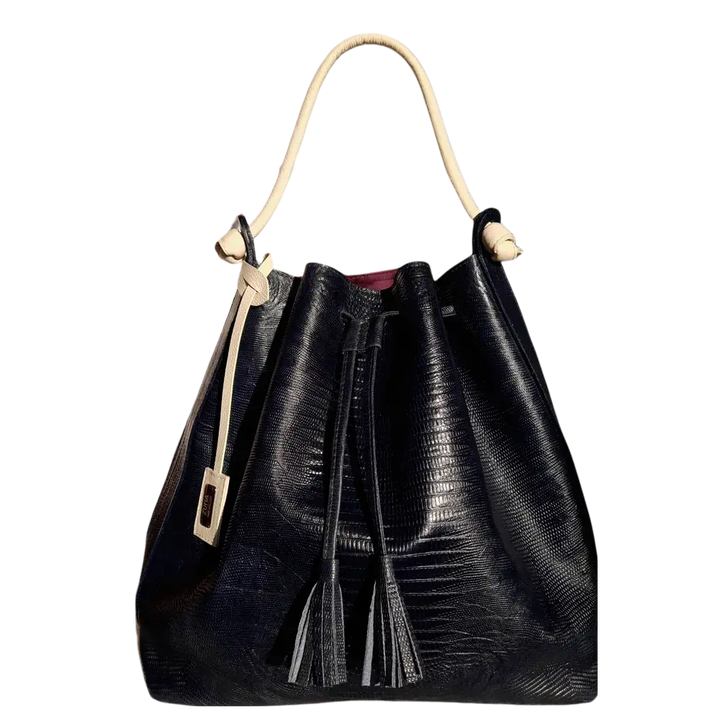 Jade Reptil Women's Black Leather Handbag