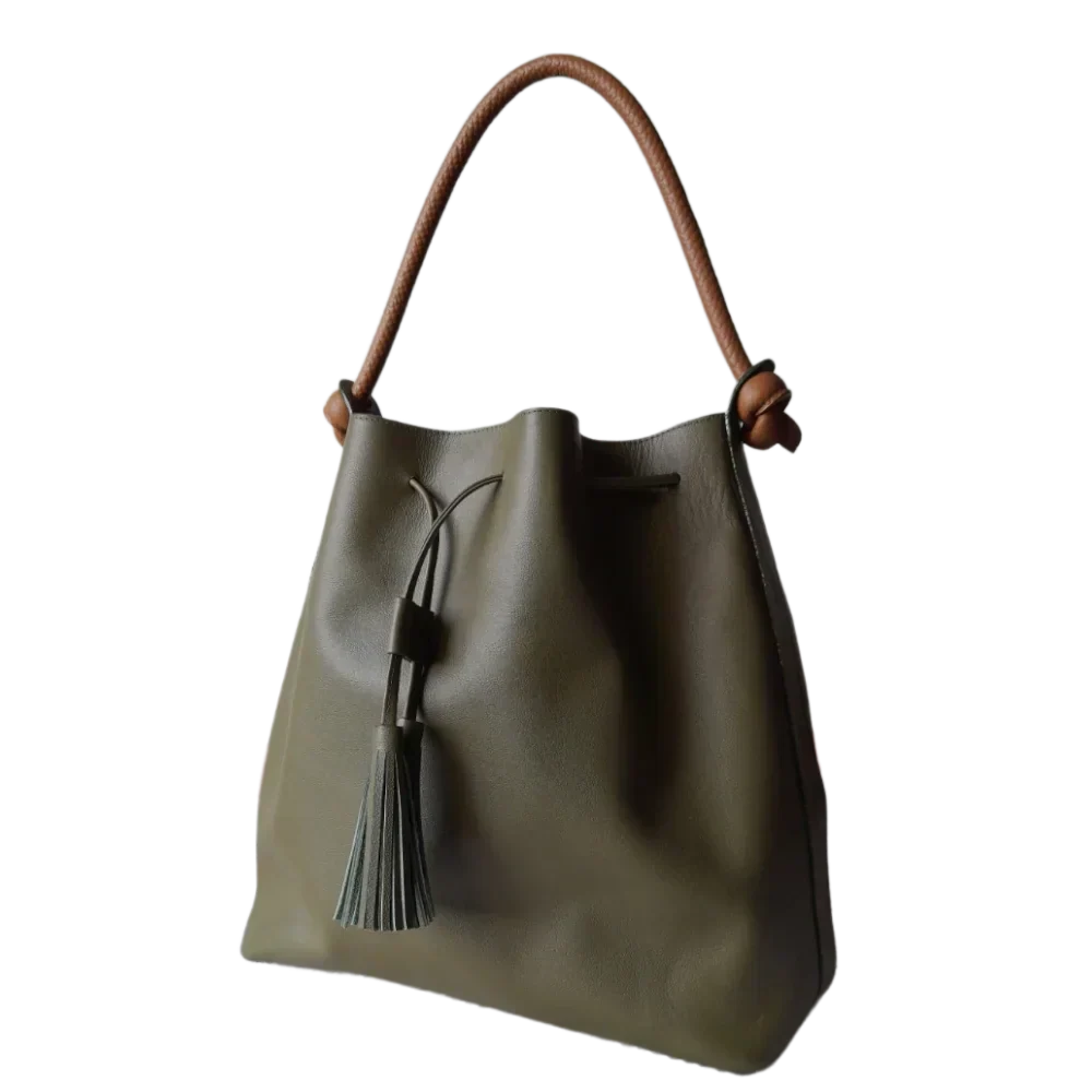 Women's Leather Handbag in Olive Green Jade